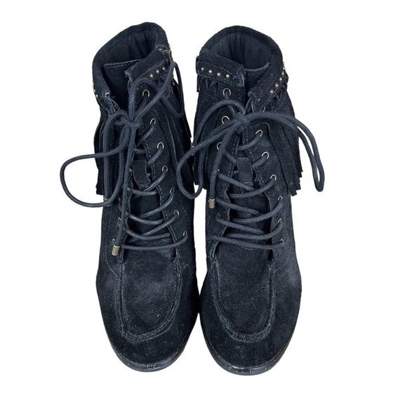 Gianni Bini Black Ankle Boots with Fringe - Picture 2 of 8